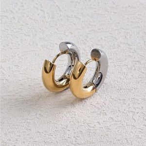 Two-Toned Minimalist Mini Hoop Earrings